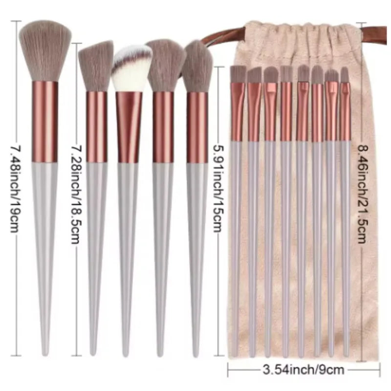 13-Piece Yellow Makeup Brush Set with Ultra Soft Bristles - Complete Professional Cosmetic Brush Kit for Foundation, Contour, Ey