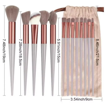 13-Piece Yellow Makeup Brush Set with Ultra Soft Bristles - Complete Professional Cosmetic Brush Kit for Foundation, Contour, Ey